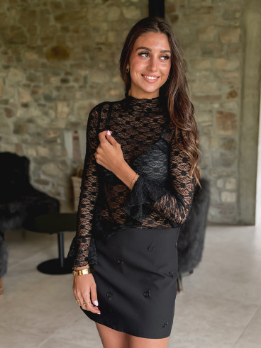 Blouse en dentelle Denitsa - Noir