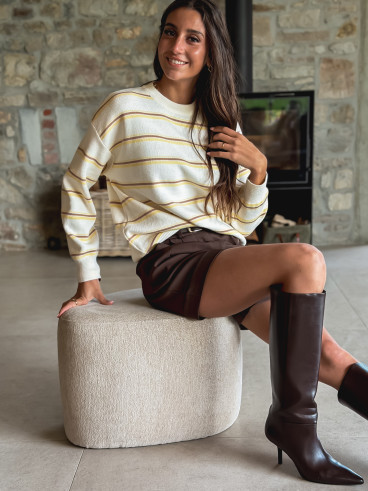 Pull Ligné Zinia - Ecru