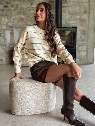 Pull Ligné Zinia - Ecru