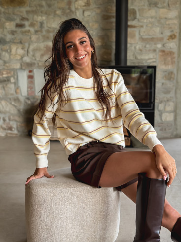 Pull Ligné Zinia - Ecru