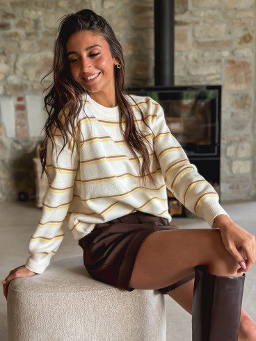 Pull Ligné Zinia - Ecru