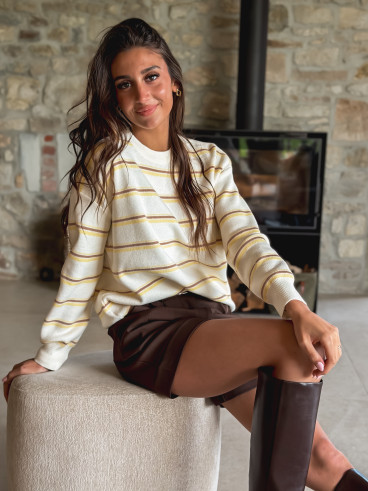 Pull Ligné Zinia - Ecru