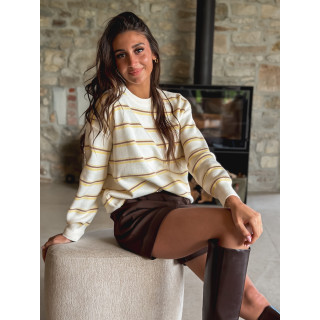 Pull Ligné Zinia - Ecru