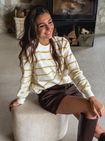 Pull Ligné Zinia - Ecru