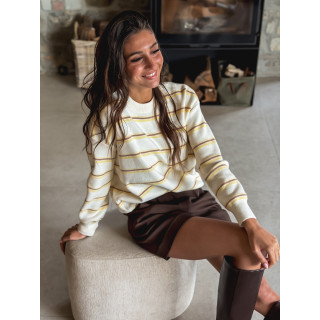 Pull Ligné Zinia - Ecru