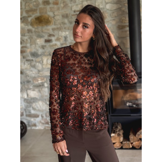 Blouse à sequins Alexina - Chocolat