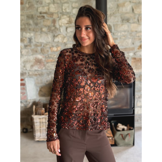 Blouse à sequins Alexina - Chocolat