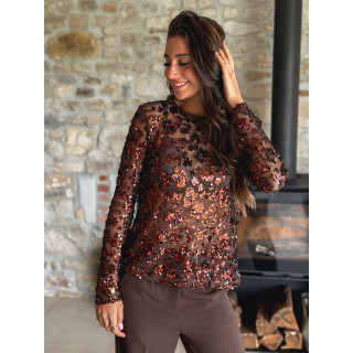 Blouse à sequins Alexina - Chocolat