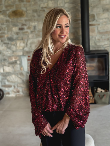 Body à sequins Karoline - Bordeaux