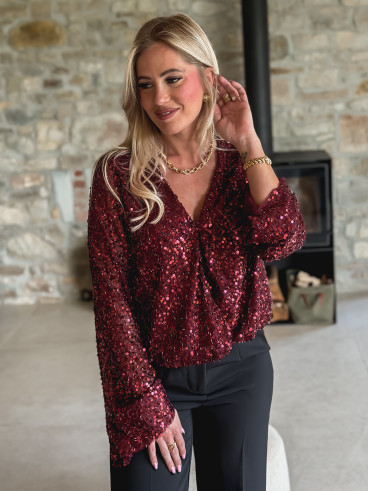 Body à sequins Karoline - Bordeaux