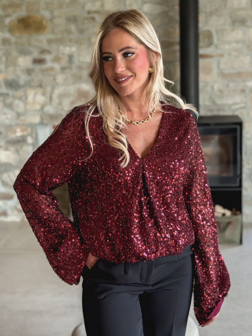 Body à sequins Karoline - Bordeaux