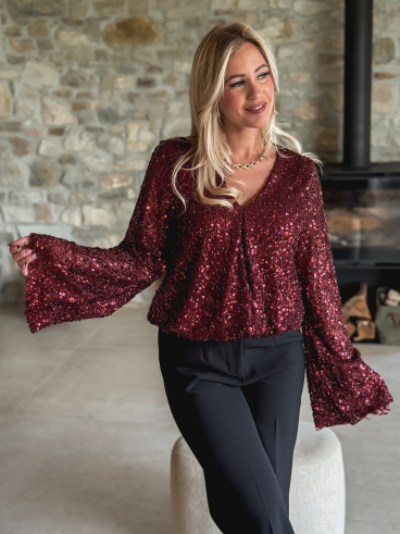Body à sequins Karoline - Bordeaux