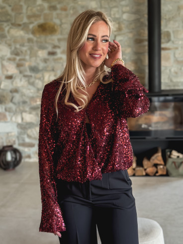 Body à sequins Karoline - Bordeaux