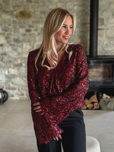 Body à sequins Karoline - Bordeaux