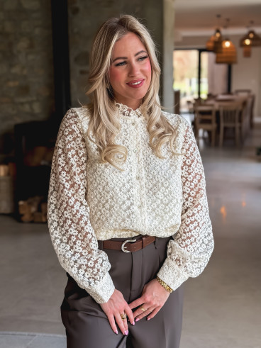 Chemisier à fleurs Nesrine - Crème