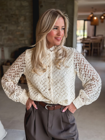 Chemisier à fleurs Nesrine - Crème