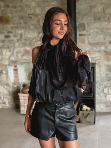 Short en simili Odelinie - Noir