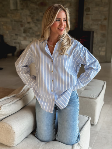 Chemise lignée Kataleya - Bleu ciel