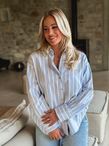 Chemise lignée Kataleya -Bleu ciel