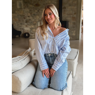 Chemise lignée Kataleya -Bleu ciel