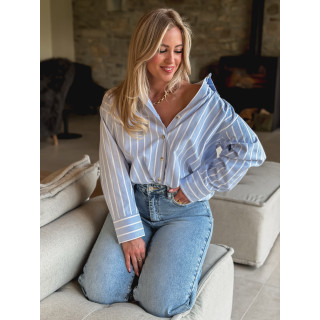 Chemise lignée Kataleya -Bleu ciel