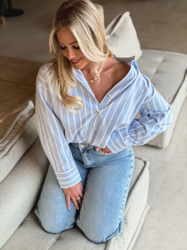 Chemise lignée Kataleya -Bleu ciel
