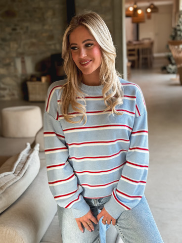 Pull Ligné Zinia - Bleu