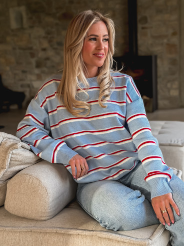 Pull Ligné Zinia - Bleu