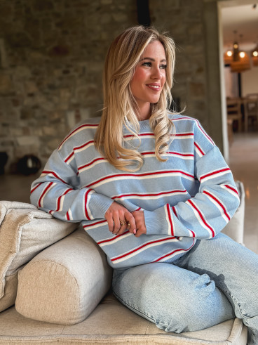 Pull Ligné Zinia - Bleu