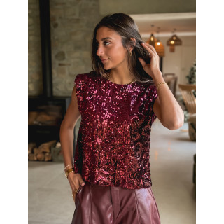 Pantalon en simili Bahia - Bordeaux