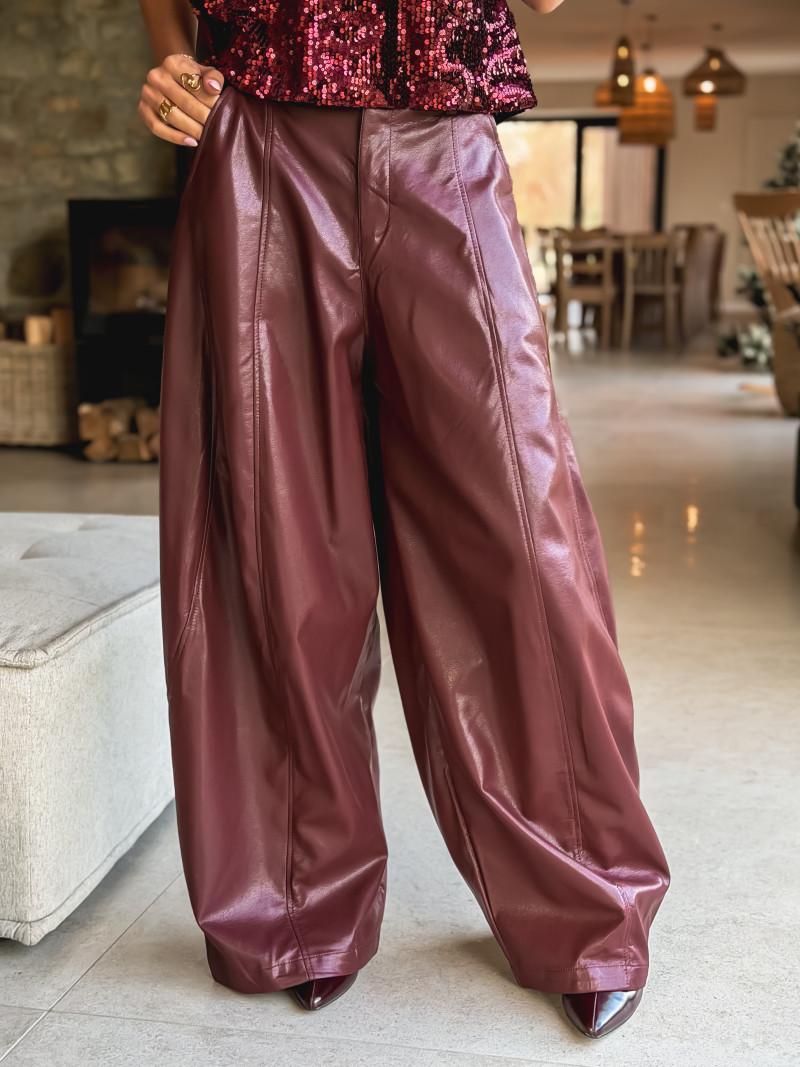 Pantalon en simili Bahia - Bordeaux Pantalon en simili Bahia - Bordeaux