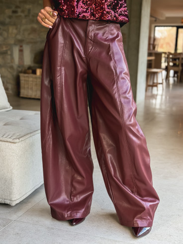 Pantalon en simili Bahia - Bordeaux Pantalon en simili Bahia - Bordeaux