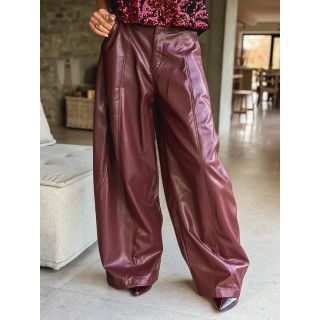 Pantalon en simili Bahia - Bordeaux