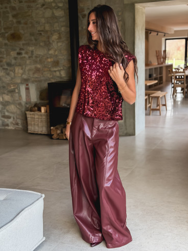 Pantalon en simili Bahia - Bordeaux Pantalon en simili Bahia - Bordeaux