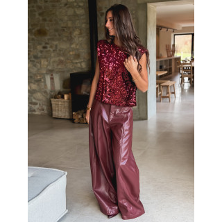 Pantalon en simili Bahia - Bordeaux