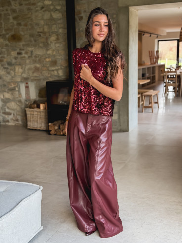 Pantalon en simili Bahia - Bordeaux Pantalon en simili Bahia - Bordeaux