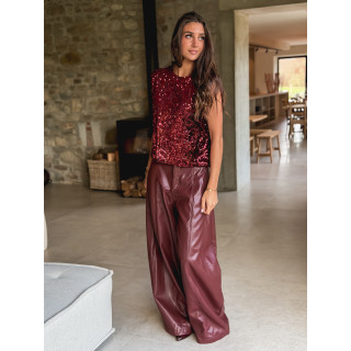 Pantalon en simili Bahia - Bordeaux