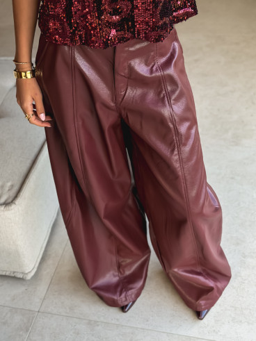 Pantalon en simili Bahia - Bordeaux Pantalon en simili Bahia - Bordeaux