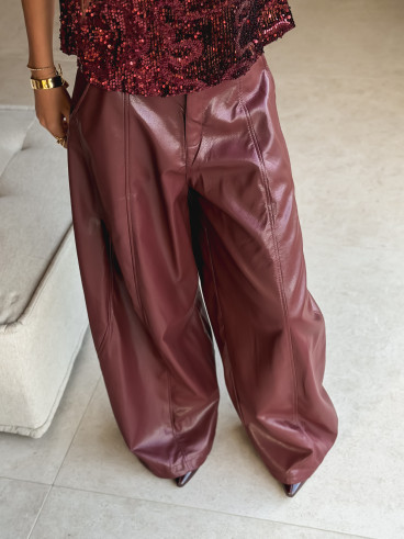 Pantalon en simili Bahia - Bordeaux Pantalon en simili Bahia - Bordeaux