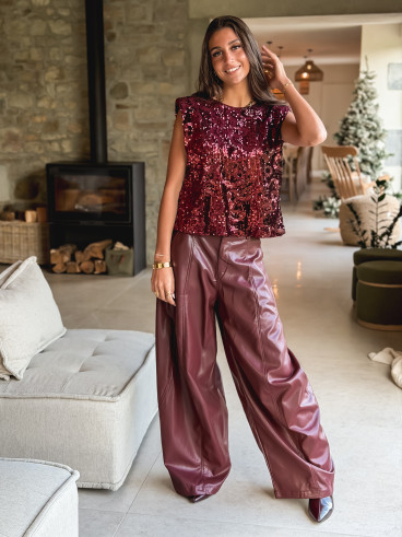 Blouse à sequins Mallya - Bordeaux