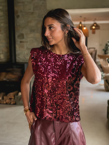 Blouse à sequins Mallya - Bordeaux