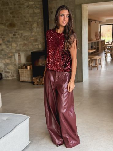 Blouse à sequins Mallya - Bordeaux
