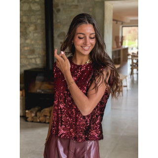 Blouse à sequins Mallya - Bordeaux