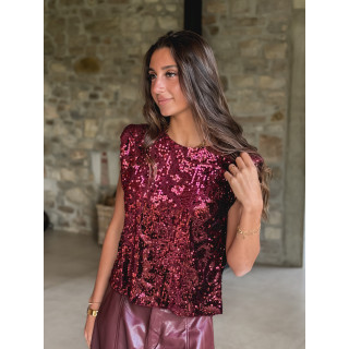 Blouse à sequins Mallya - Bordeaux