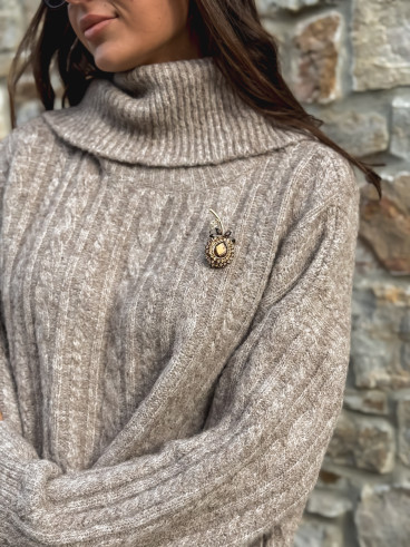 Broche Clivia - Chocolat