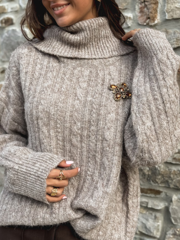 Broche Clarkia - Chocolat