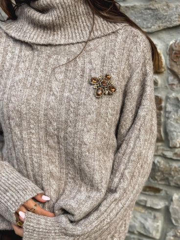 Broche Clarkia - Chocolat