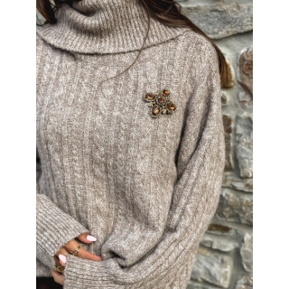 Broche Clarkia - Chocolat