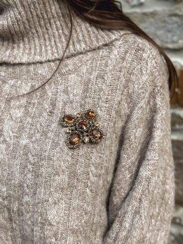 Broche Clarkia - Chocolat