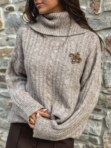 Broche Clarkia - Chocolat